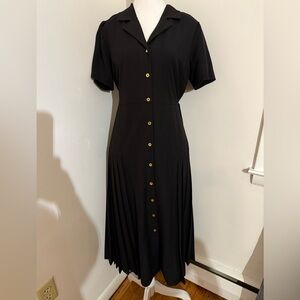 Nanette Lepore Black Pleated Midi Dress